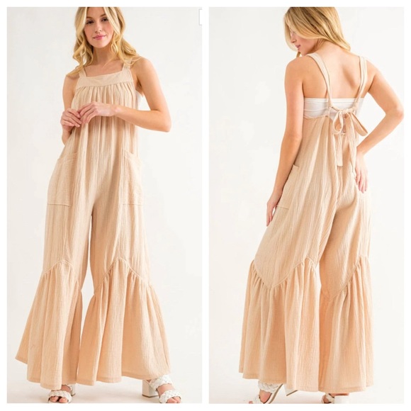 Boho - Cotton gauze solid fabric Wide leg
Jumpsuit - Picture 2 of 5
